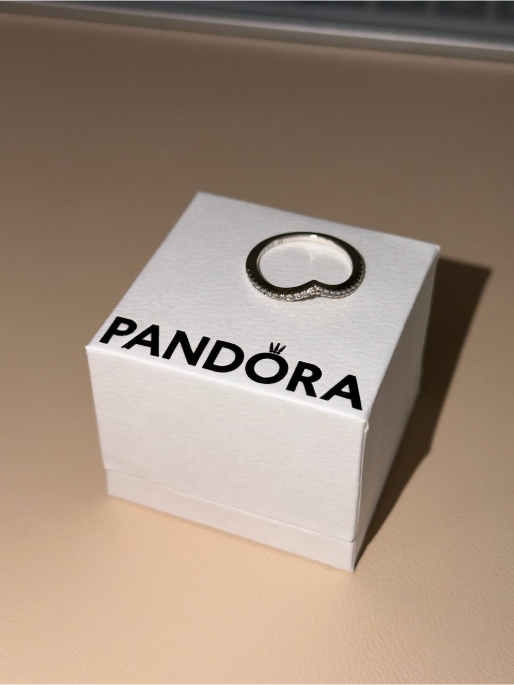 Pandora 925 Sterling Silver Sparkling Wishbone Ring